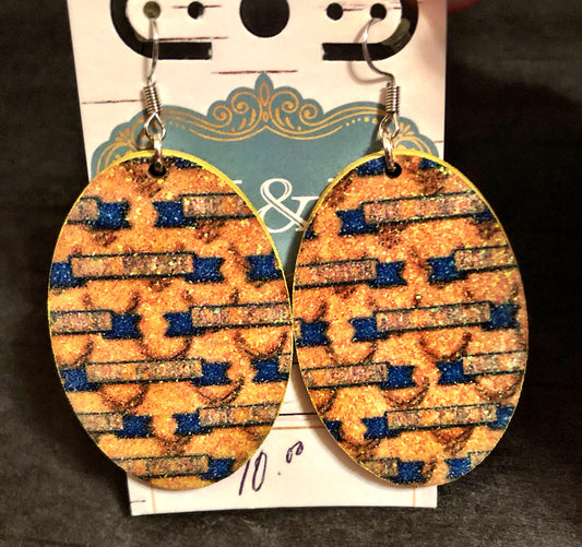 Wooden Air Force Glitter Earrings