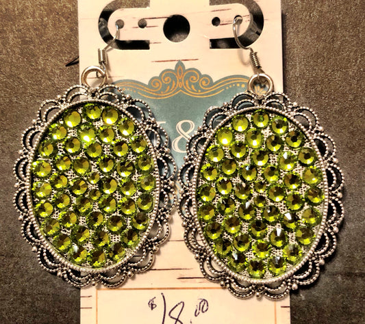 Silver Peridot Pendant Earrings