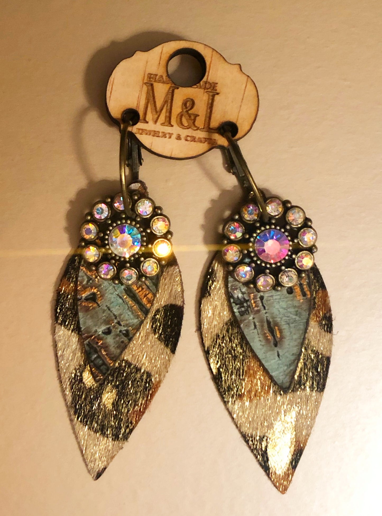 Leopard Leather Charm Earrings