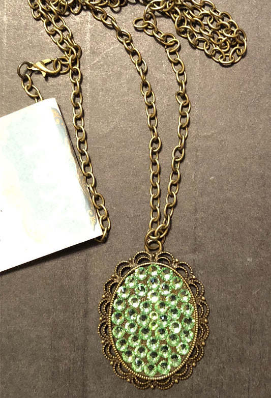 Bronze Peridot Crystal Pendant Necklace