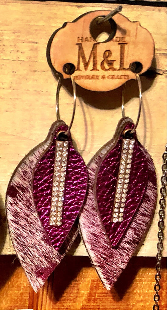 Hot Pink Leather HOH Earrings