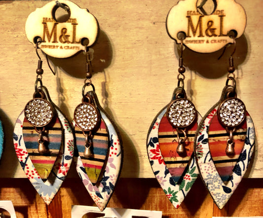 Floral/Serape Leather Earrings