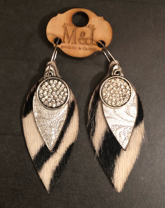 Zebra Leather Charm Earrings