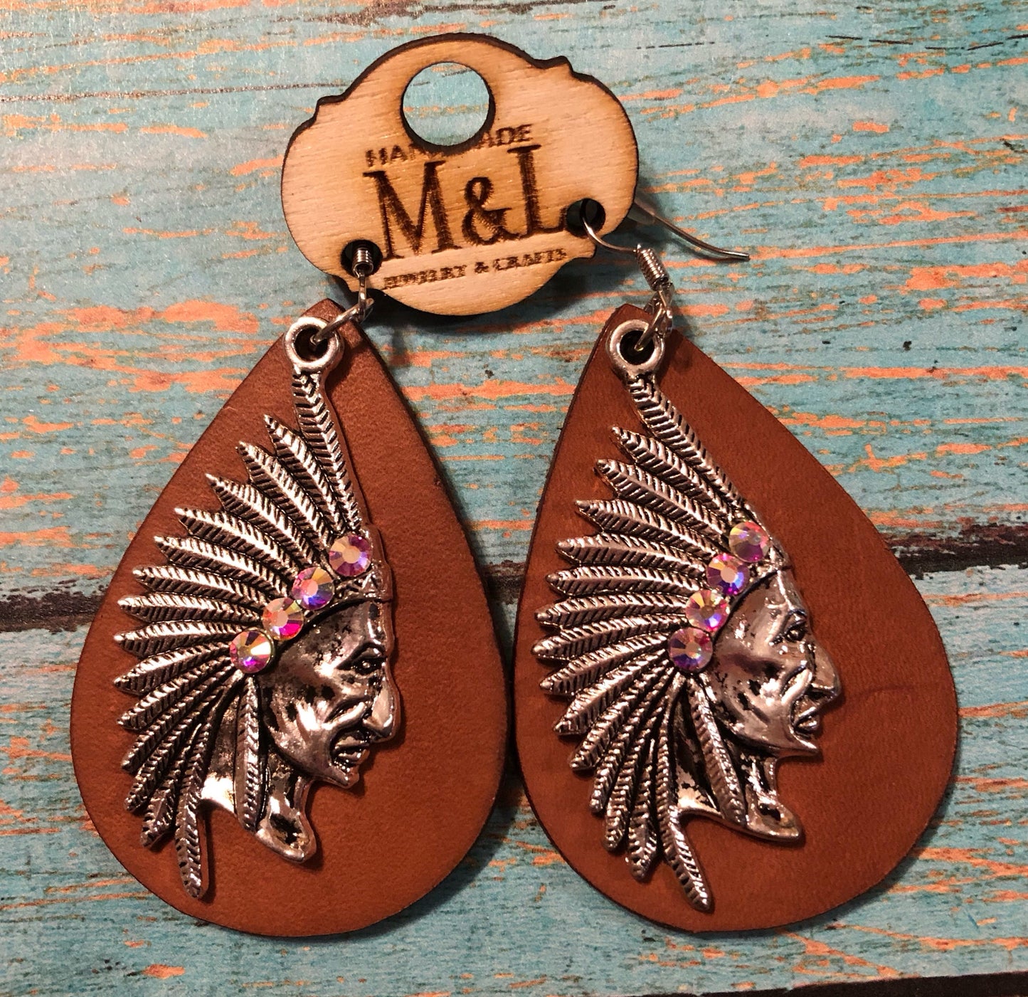 Indian/AB Crystal Leather Earrings