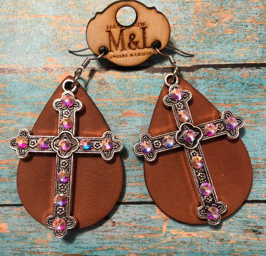 Cross/AB Leather Earrings