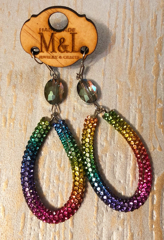 Rainbow Crystal Dangle Earrings