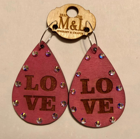 Wooden LOVE Earrings