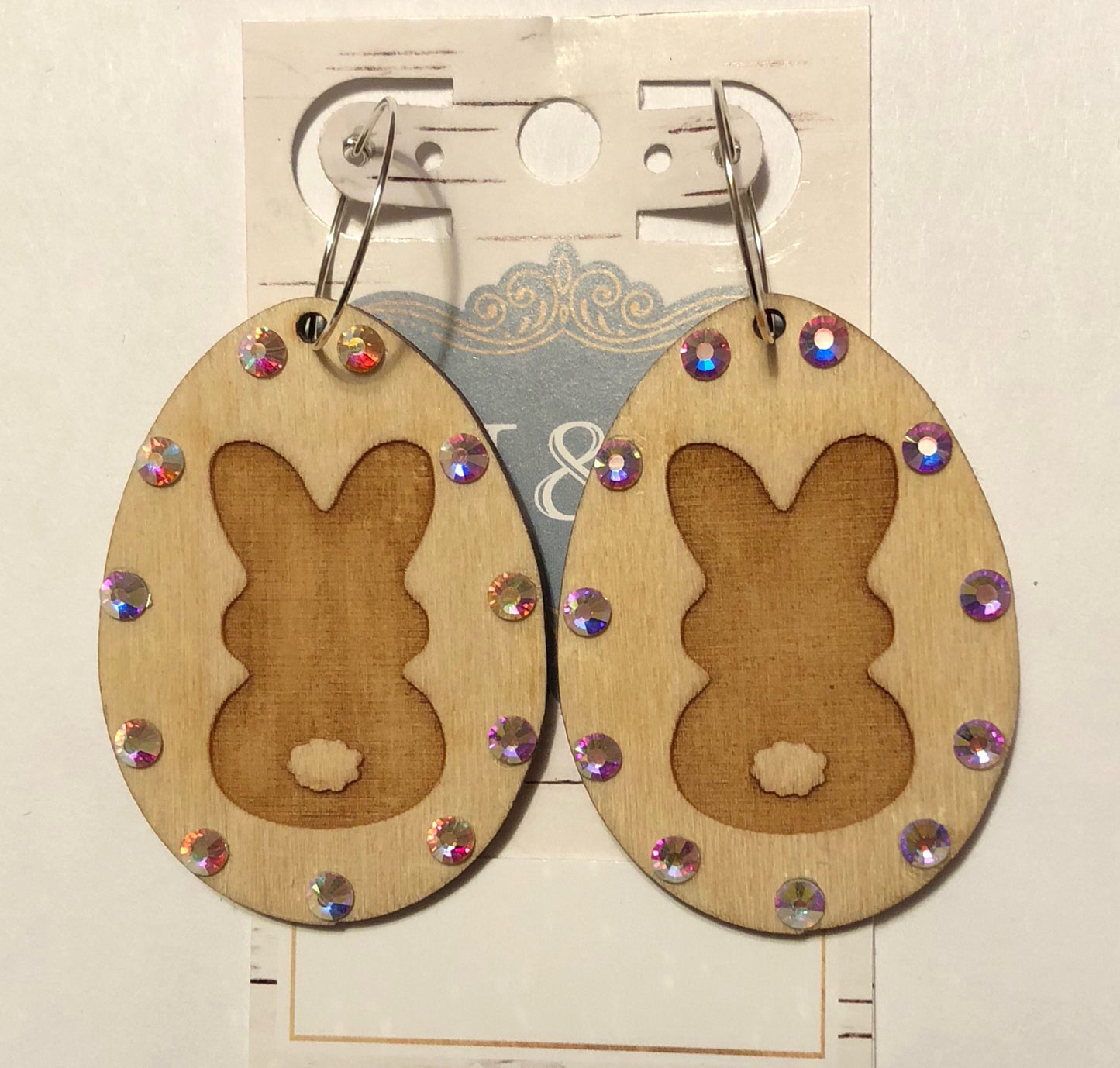 Bunny Wooden/AB Earrings