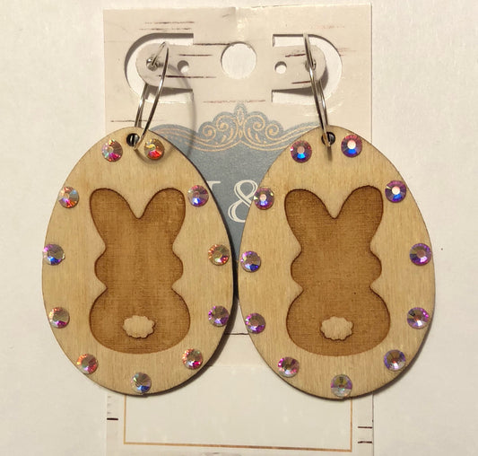 Bunny Wooden/AB Earrings