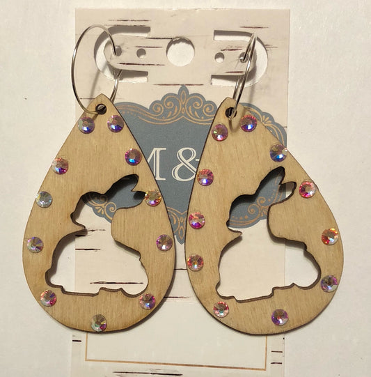 Bunny Cutout/AB Wooden Earrings