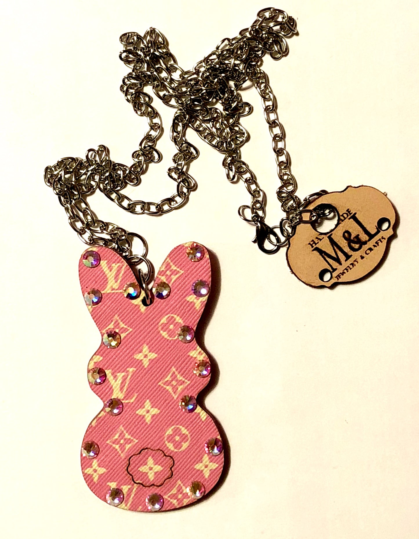 Bunny Pink/AB Wooden Necklace