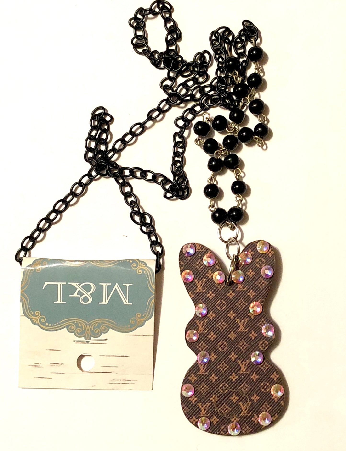 Bunny Design Wooden AB Necklace