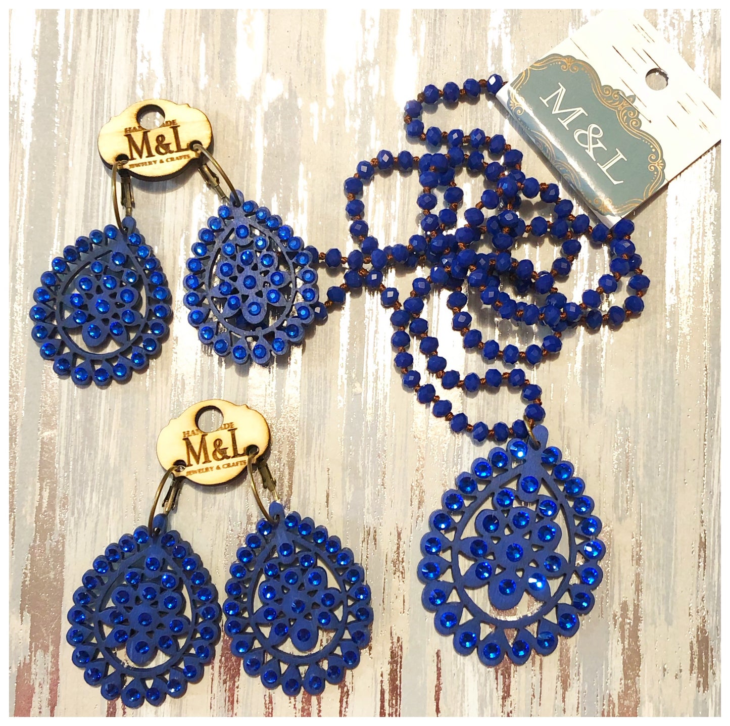 Royal Blue Wooden Santa Fe Earrings