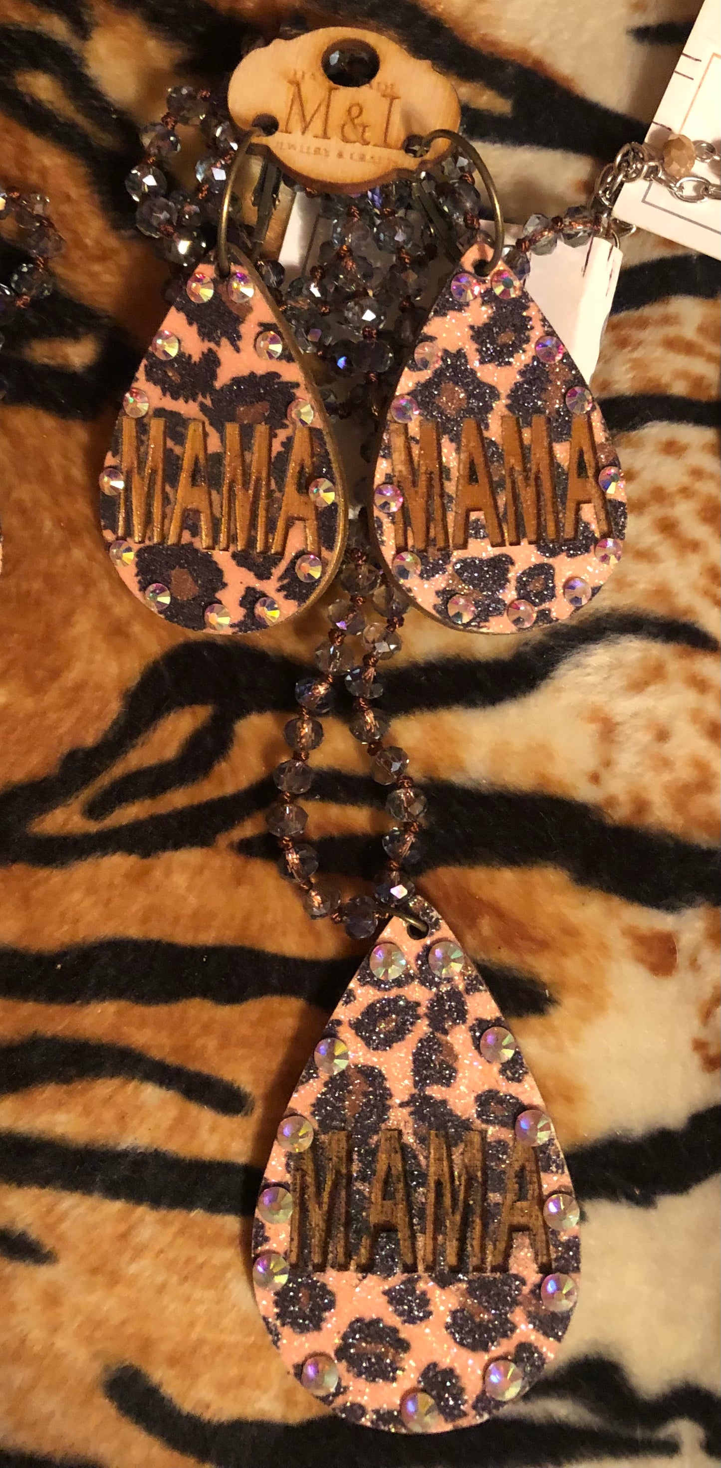 Leopard Wooden Mama Necklace