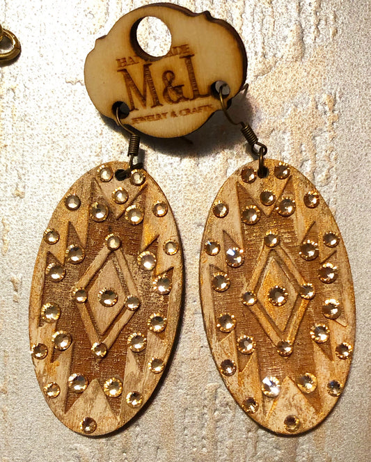 Wooden Aztec Earrings