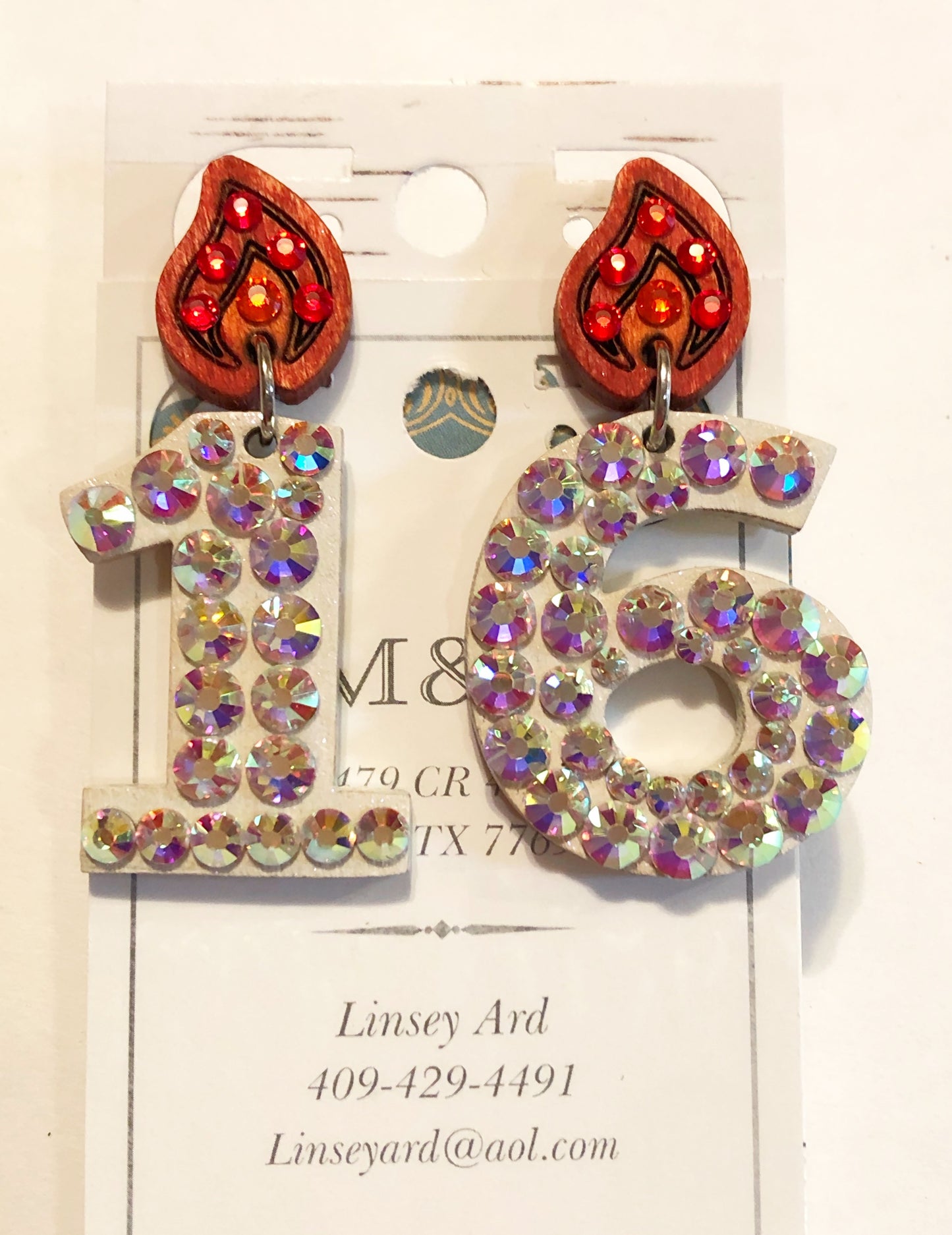 “16” Birthday Earrings