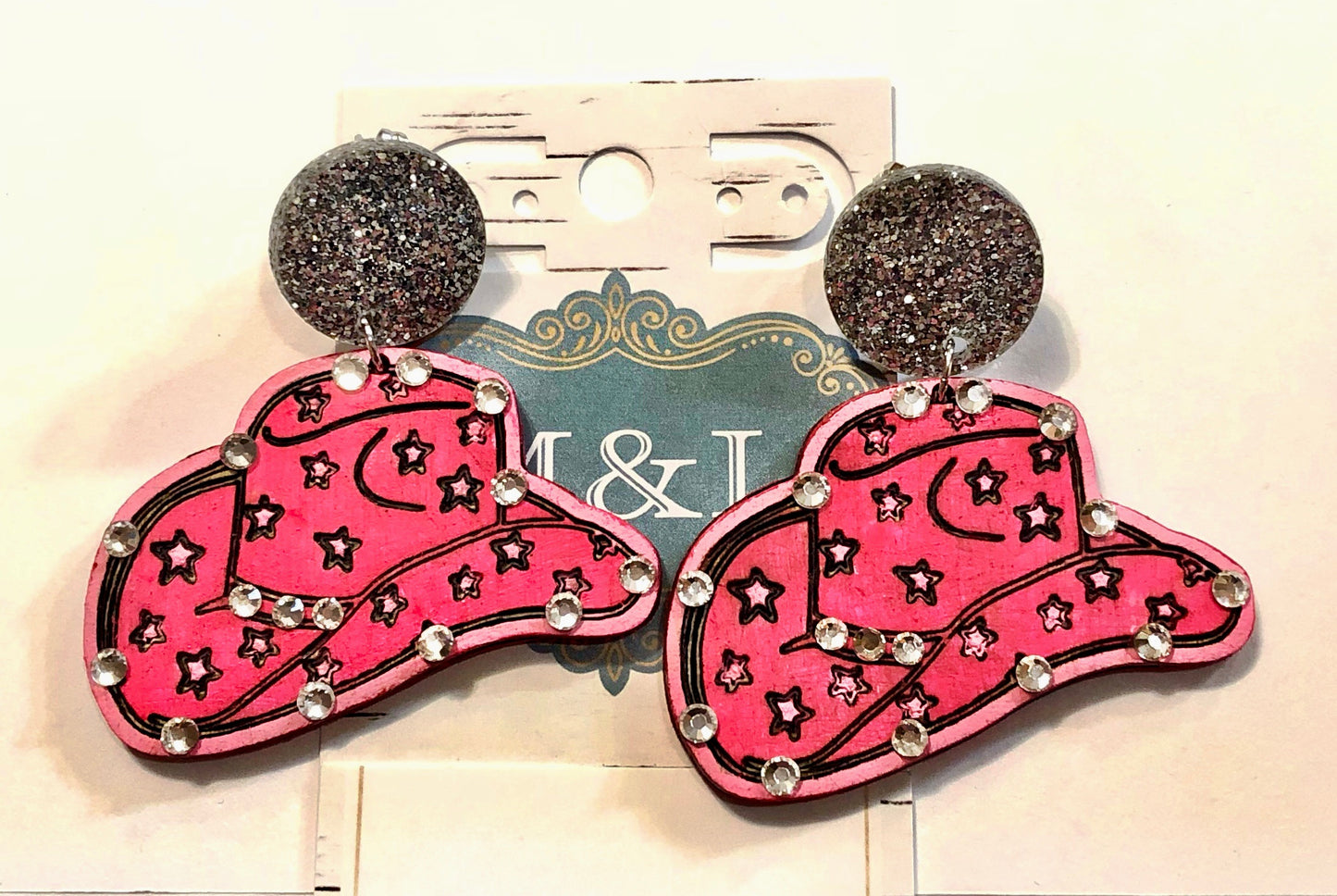 Hot Pink Cowboy Hat Earrings