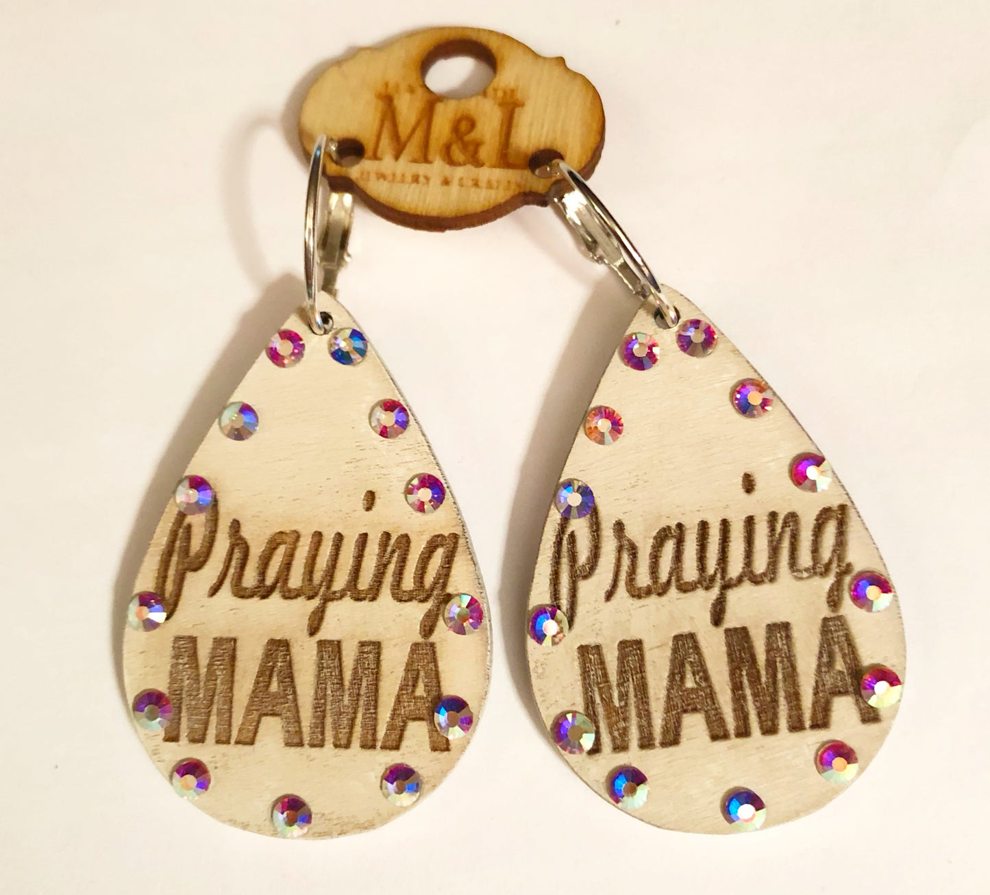 Wooden Praying Mama Earrings