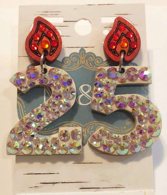 “25” Birthday Earrings