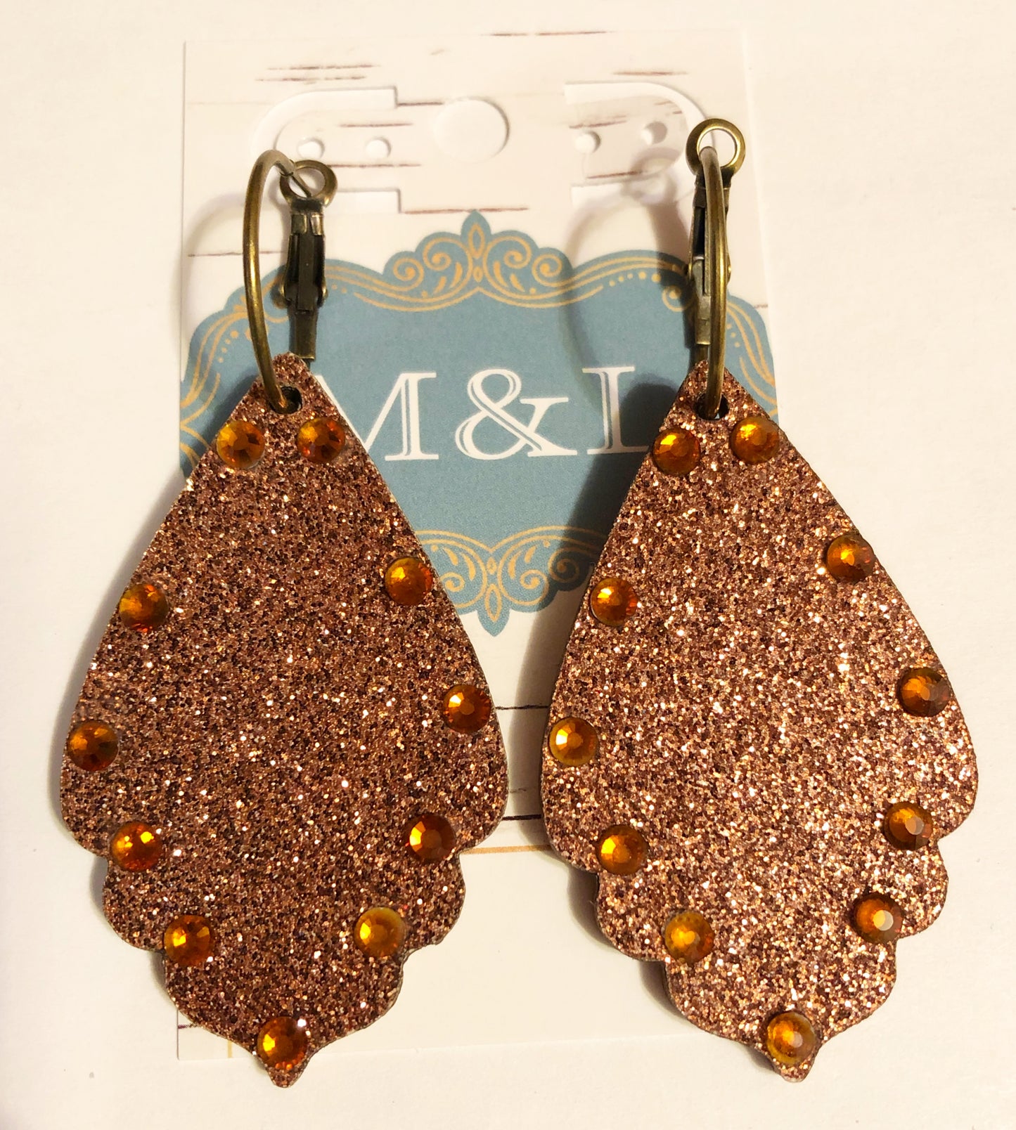 Wooden Glitter Copper Earrings