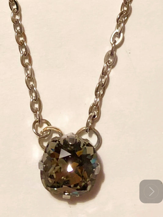 Small Black Diamond Crystal Necklace