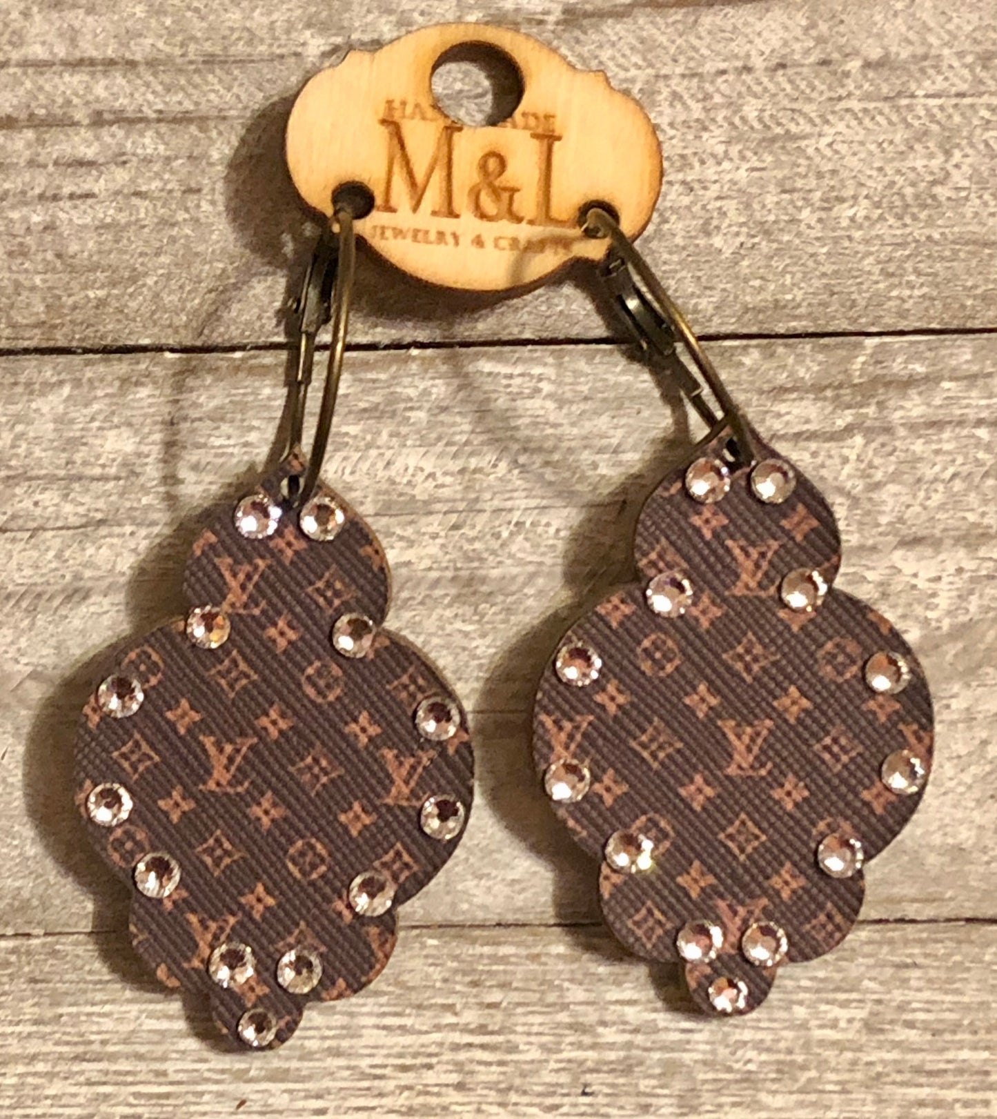 Wooden Damask Earrings