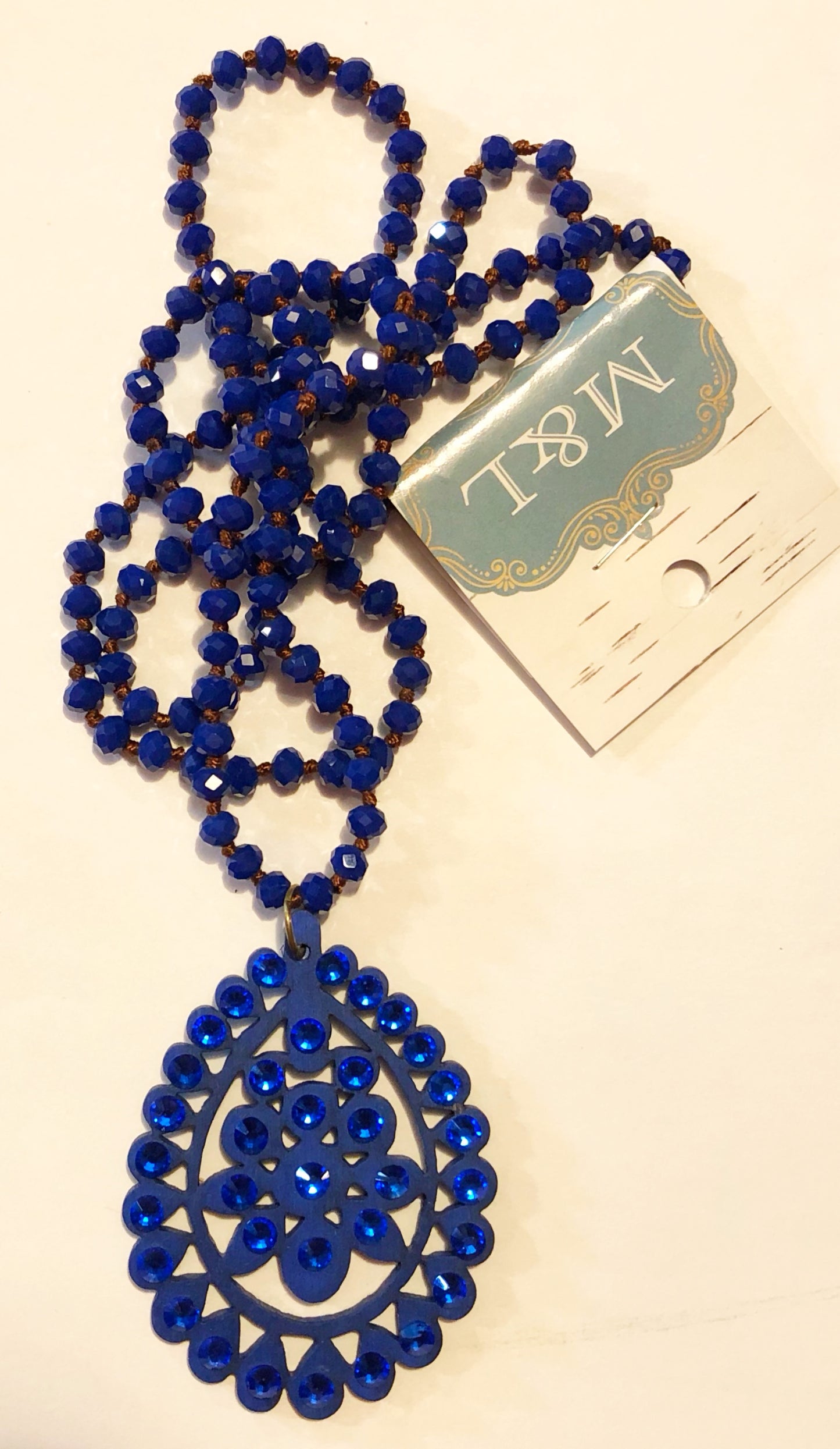 Royal Blue Wooden Santa Fe Necklace