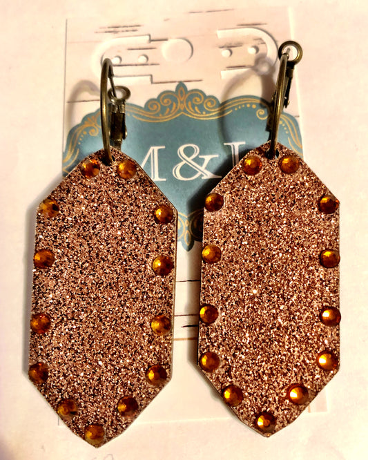 Wooden Copper Glitter Earrings