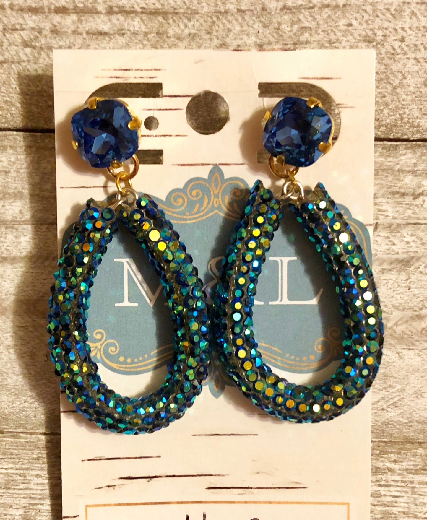 Blue Crystal Dangle Earrings