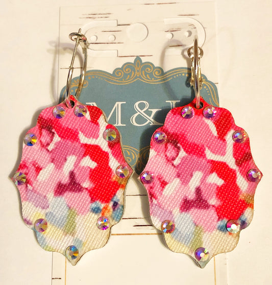 Wooden Pink/Red Earrings