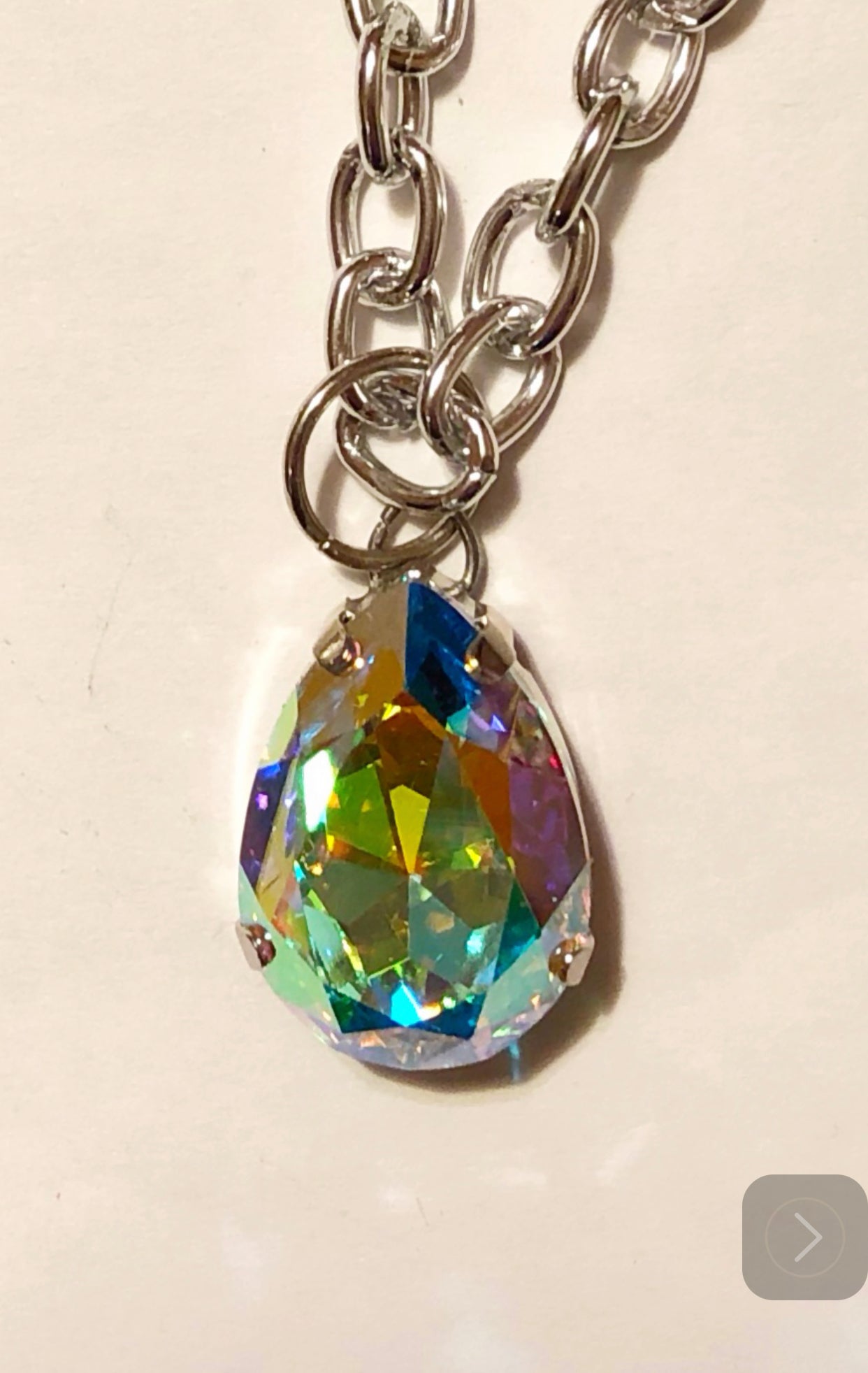 AB Teardrop Crystal Necklace