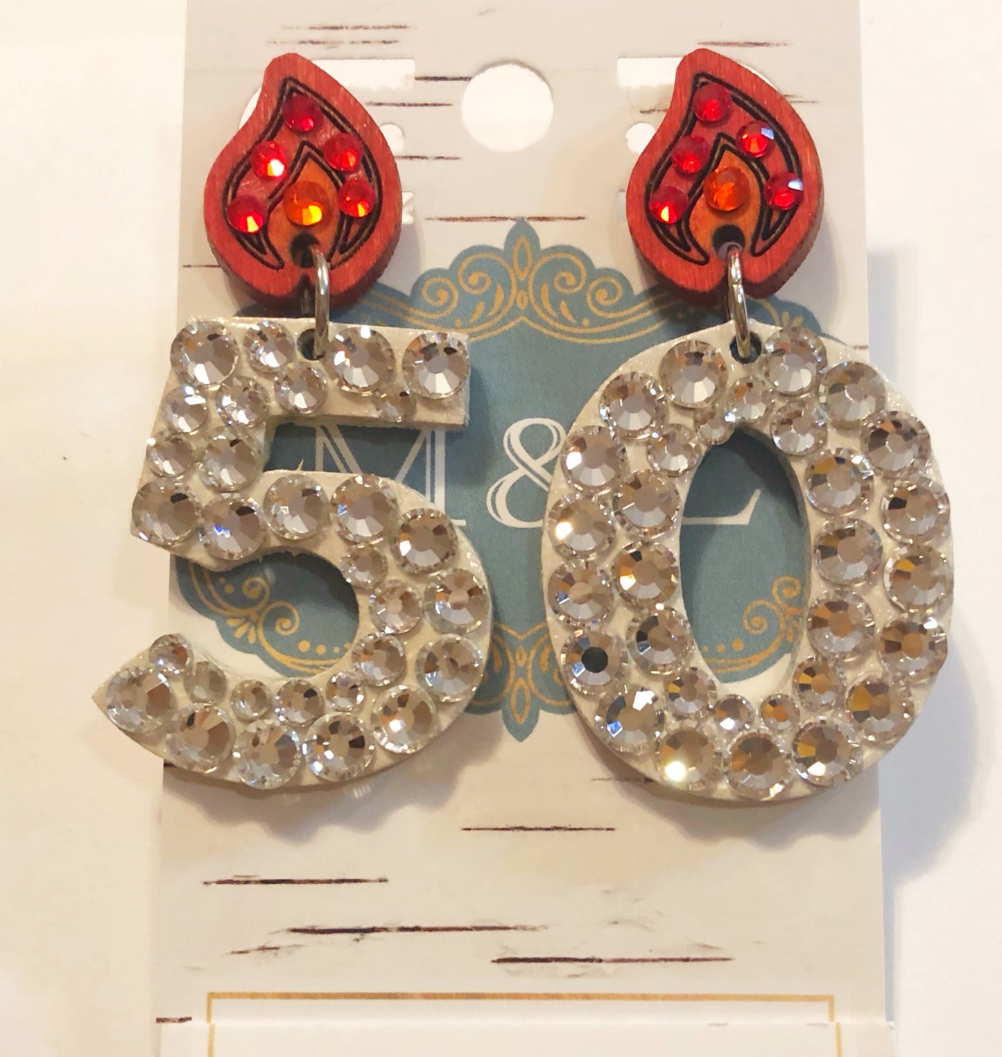 “50” Birthday Earrings