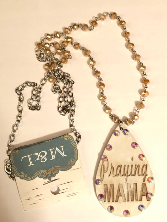 Wooden Praying Mama Necklace