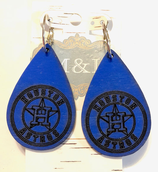 Wooden Astros Earrings