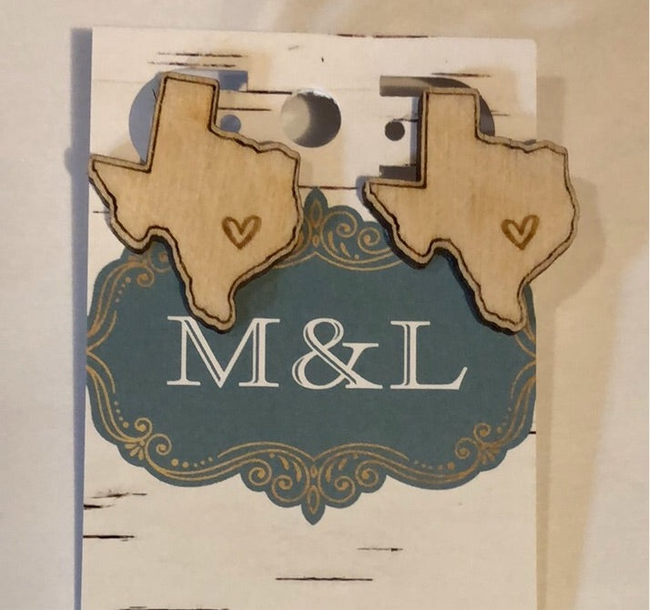 Wooden Texas Stud Earrings