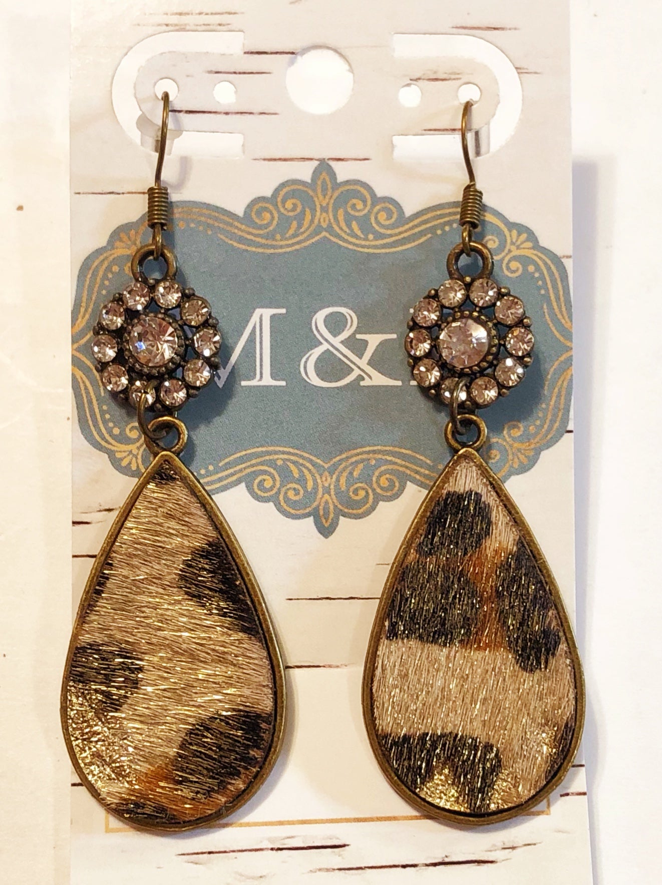 Leopard HOH Teardrop Earrings