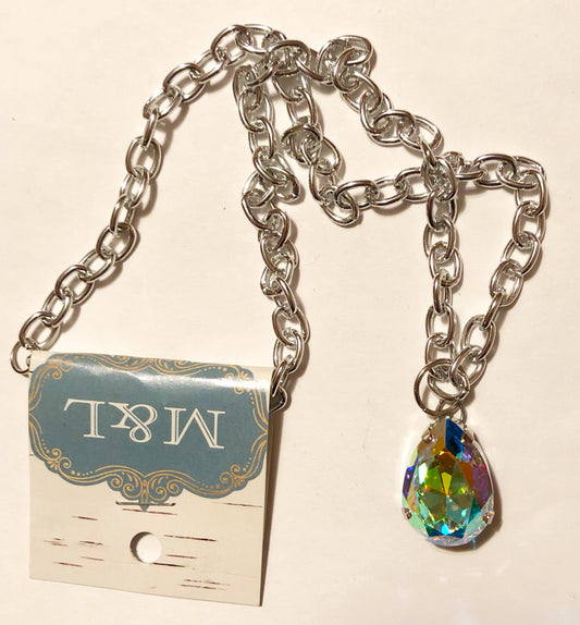 AB Teardrop Crystal Necklace