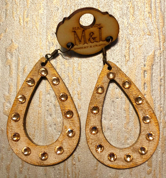 Wooden Open Teardrop Earrings