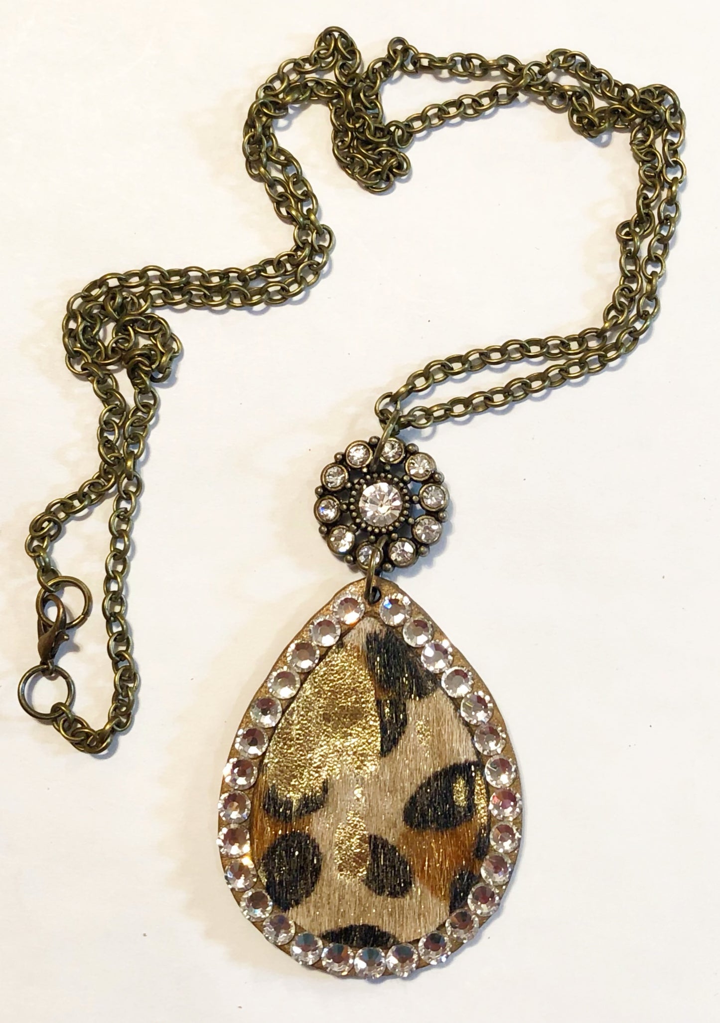 Leopard Hide On Hair Teardrop Necklace