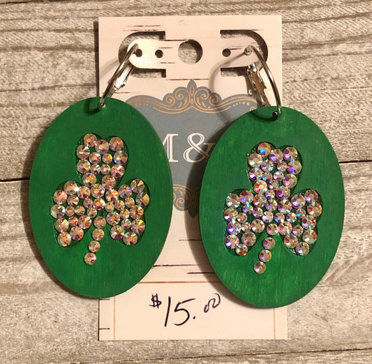 Wooden Shamrock AB Earrings