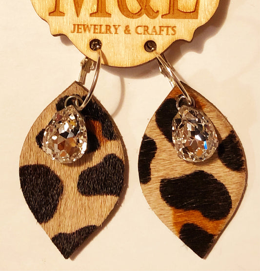 Clear Crystal Leopard HOH Earrings