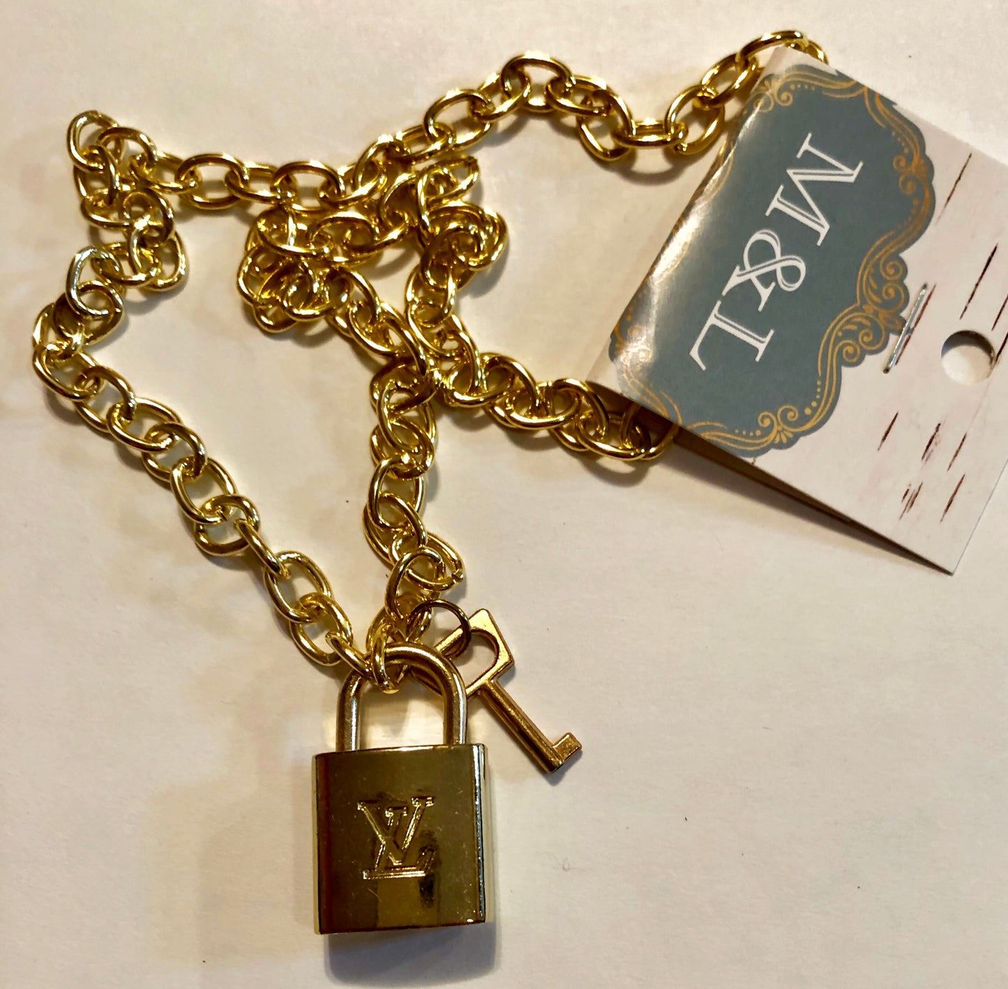 Gold LV Lock Necklace