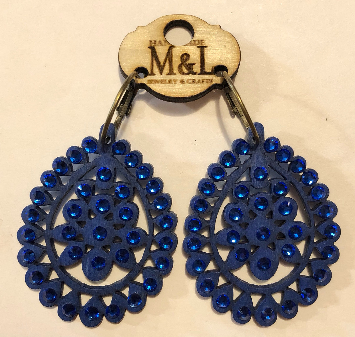 Royal Blue Wooden Santa Fe Earrings