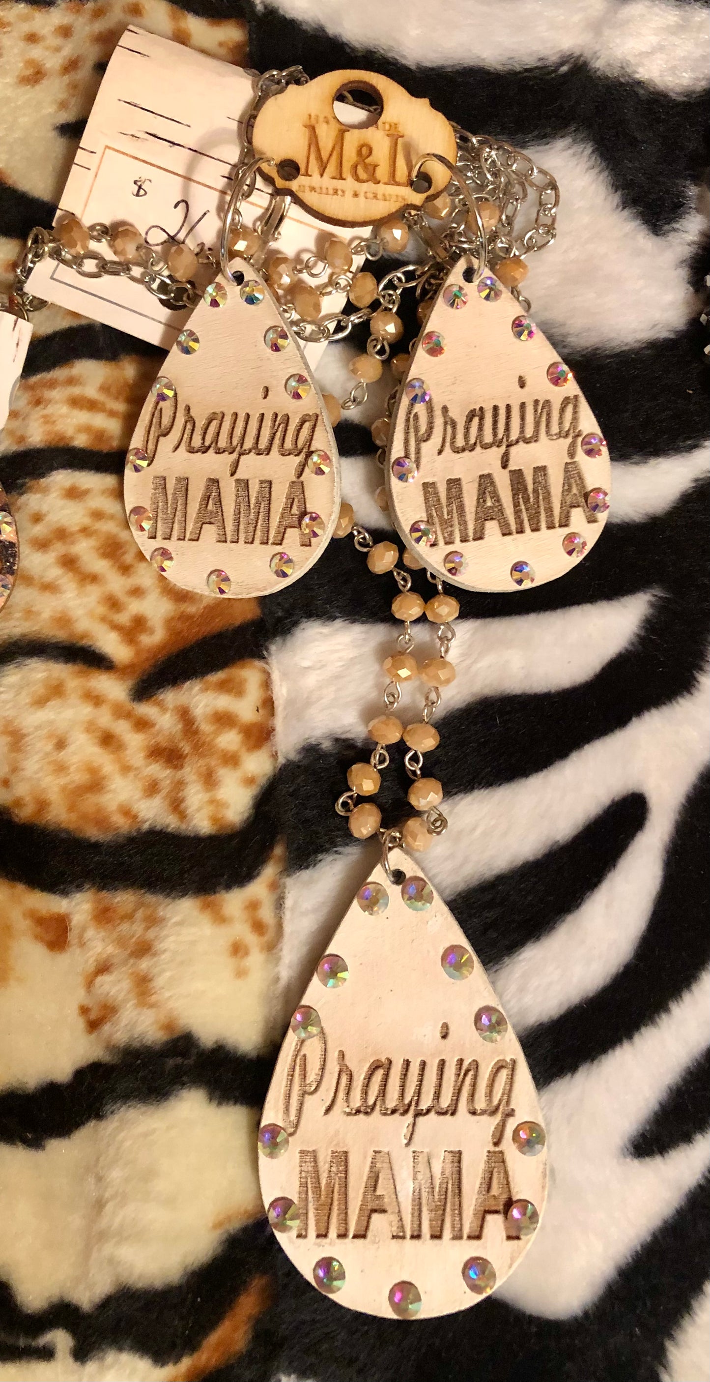 Wooden Praying Mama Earrings