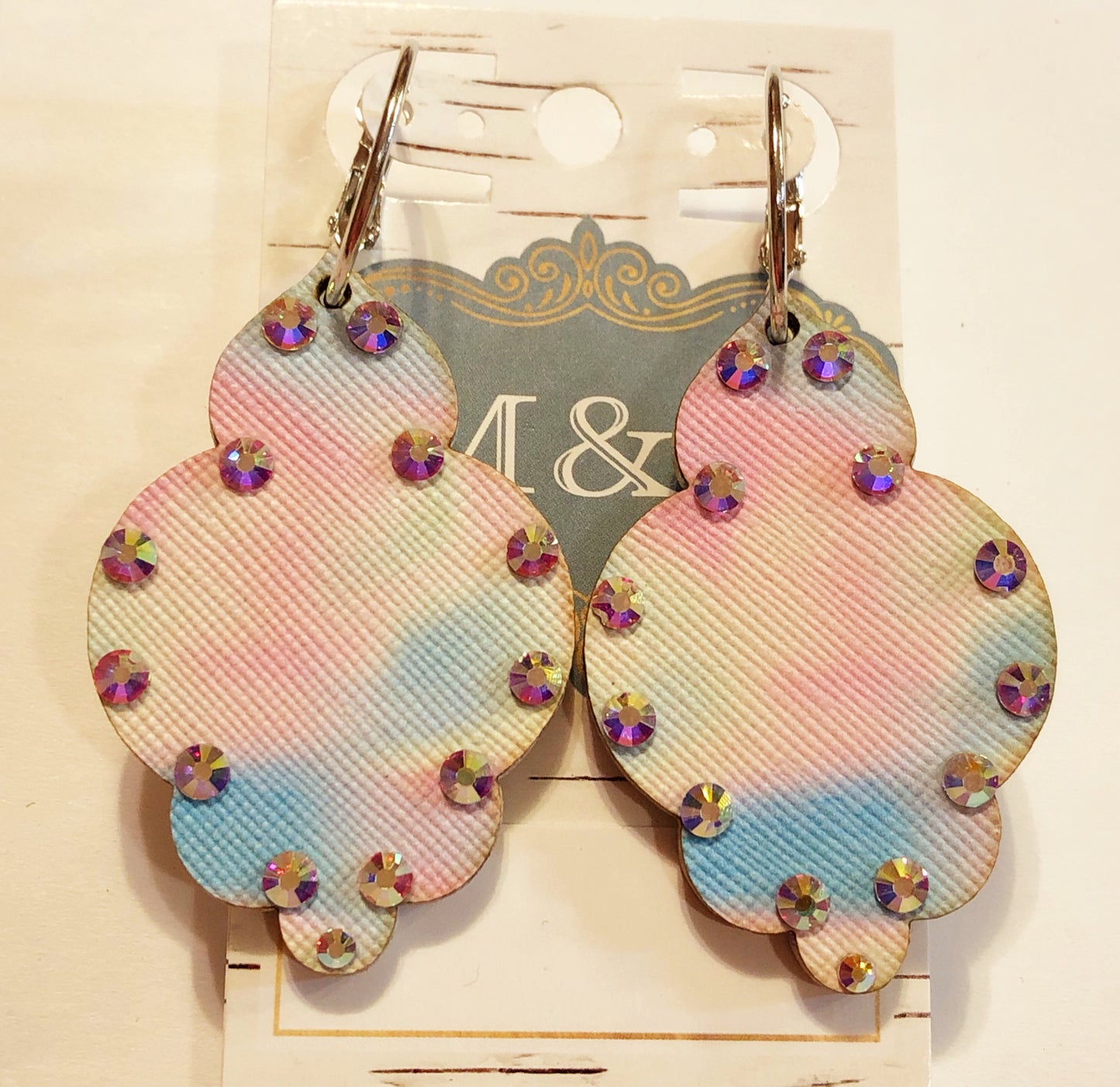 Wooden Damask AB/Pastel Earrings