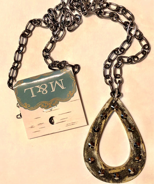 Black Teardrop Wooden Necklace