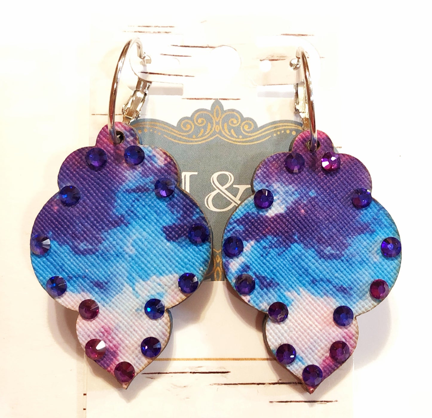 Wooden Blurple Earrings