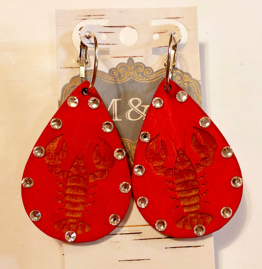 Wooden Crawfish Earrings