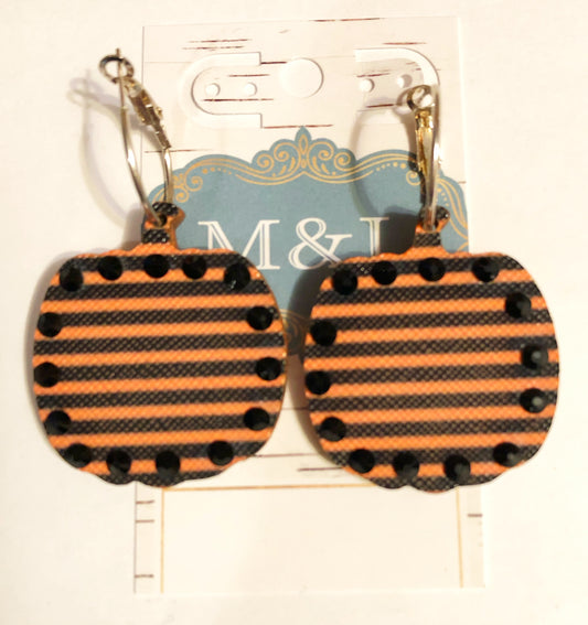 Wooden Orange Pumpkin Earrings