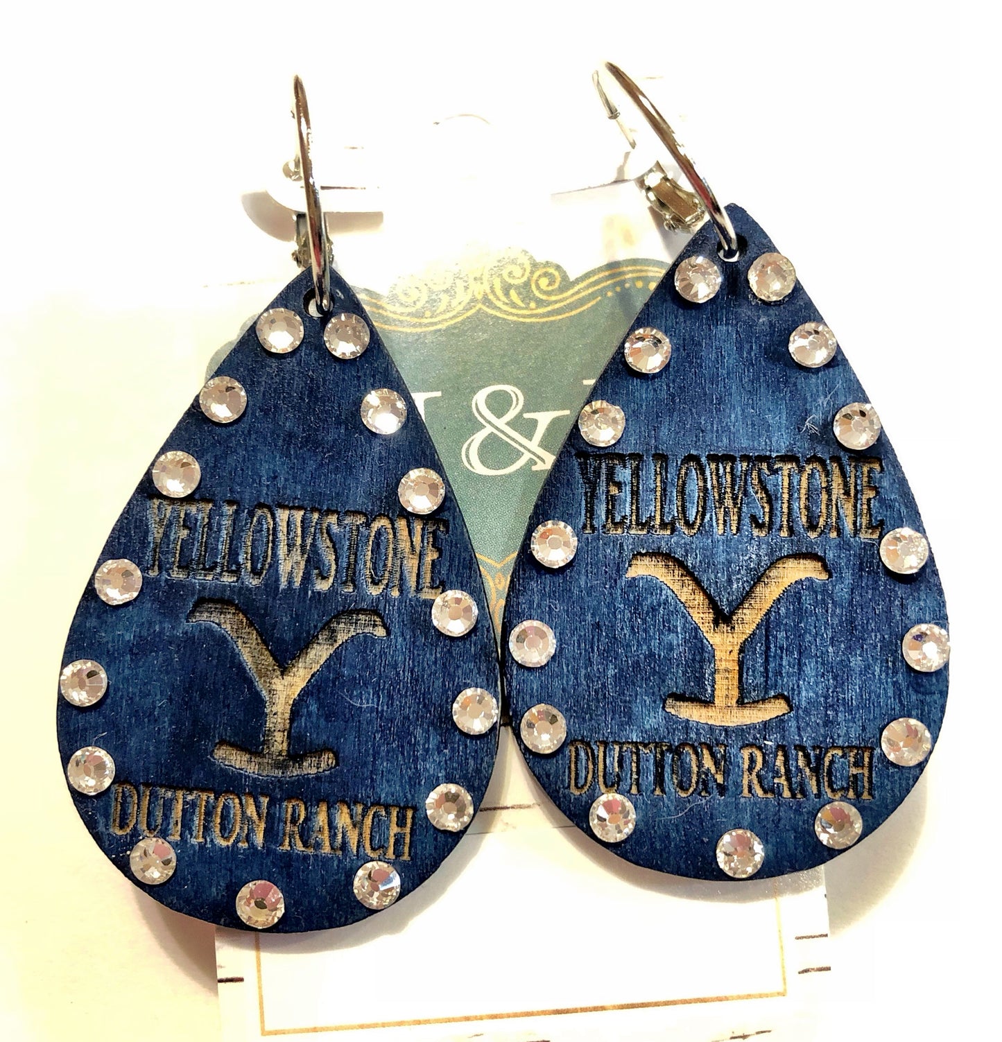 Wooden Yellowstone Navy/Clear Earrings